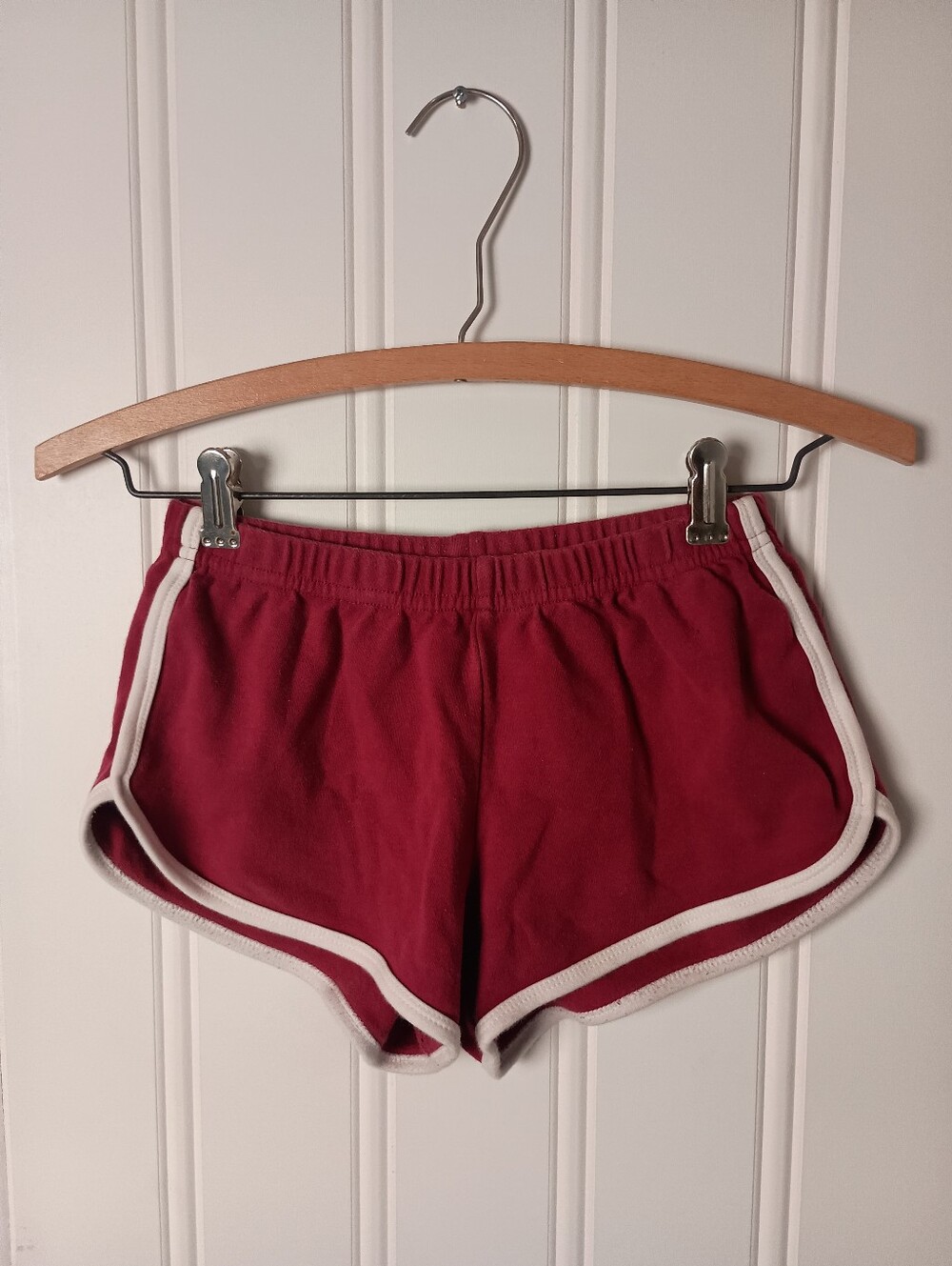 American Apparel- Maroon Retro Sport Shorts with White Trim- Size XS